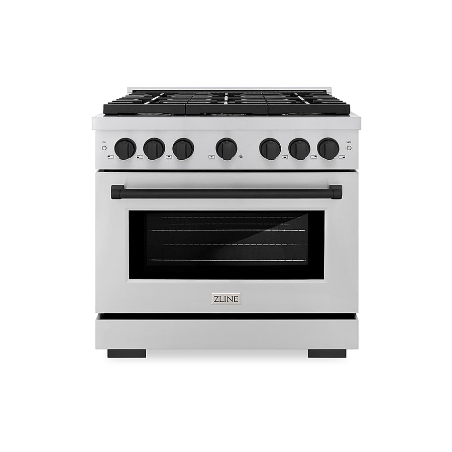 ZLINE 36 in. 5.2 cu. ft. Freestanding Gas Range with Gas Oven in Stainless Steel and Matte Black Accents - Stainless Steel_0
