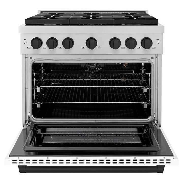 ZLINE  36 in. 5.2 cu. ft. Freestanding Gas Range with Gas Oven in Stainless Steel with White Matte Door - Stainless Steel_6