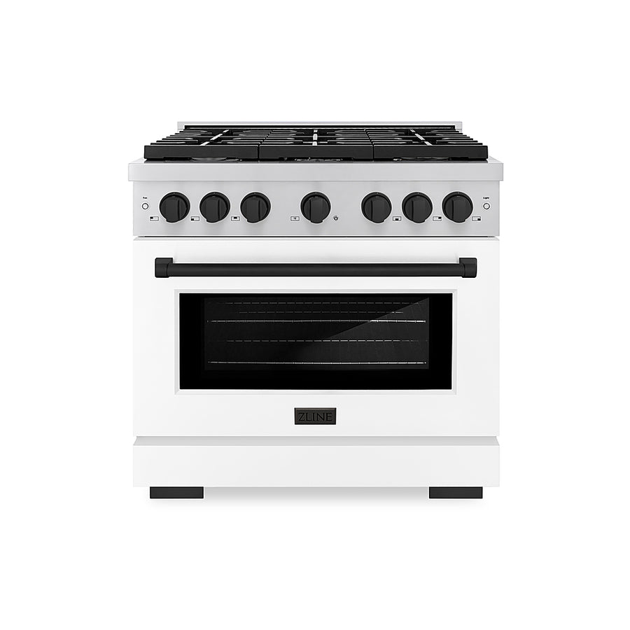 ZLINE  36 in. 5.2 cu. ft. Freestanding Gas Range with Gas Oven in Stainless Steel with White Matte Door - Stainless Steel_0