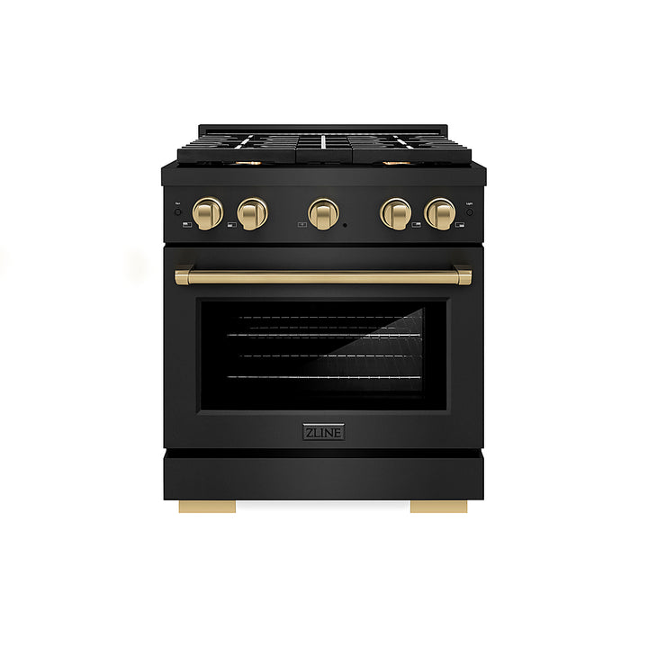 ZLINE  30 in. 4.2 cu. ft.  Freestanding  Gas Range with Gas Oven in Black Stainless Steel and Champagne Bronze Accents_0