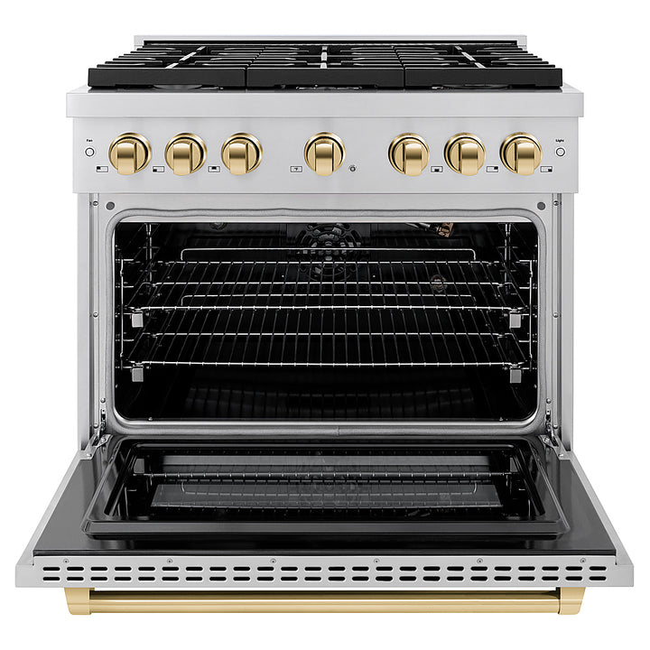 ZLINE 36 in. 5.2 cu. ft. Freestanding Gas Range with Gas Oven in Stainless Steel and Polished Gold Accents - Stainless Steel_6