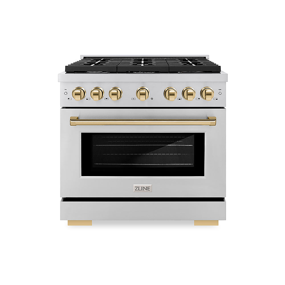 ZLINE 36 in. 5.2 cu. ft. Freestanding Gas Range with Gas Oven in Stainless Steel and Polished Gold Accents - Stainless Steel_0