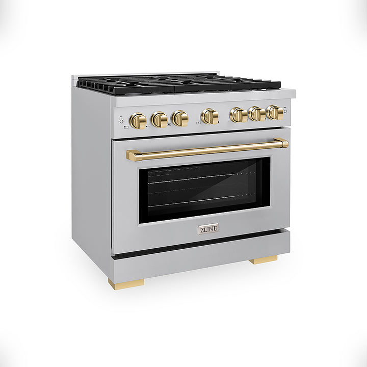 ZLINE 36 in. 5.2 cu. ft. Freestanding Gas Range with Gas Oven in Stainless Steel and Polished Gold Accents - Stainless Steel_7