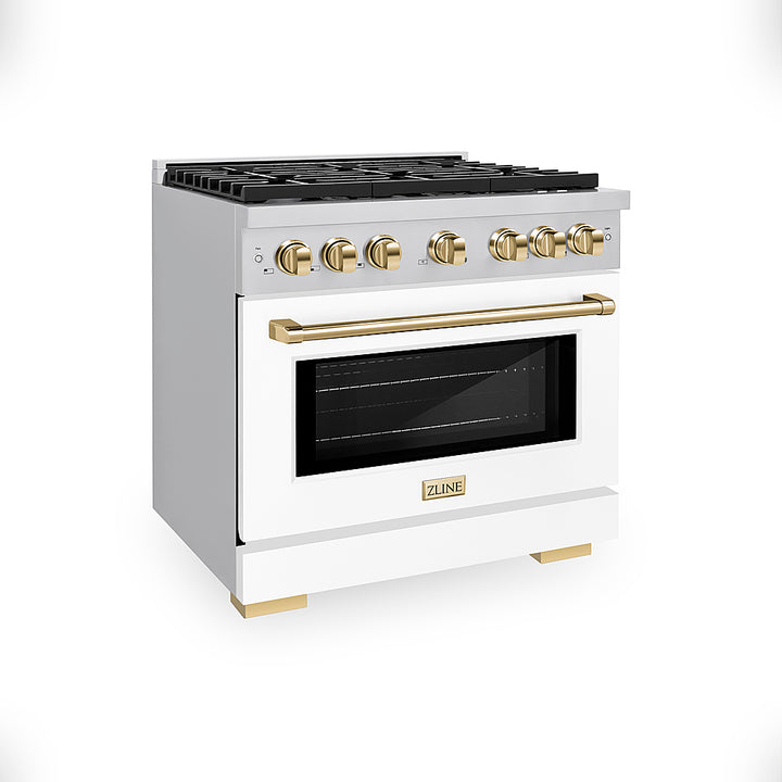 ZLINE 36 in. 5.2 cu. ft. Freestanding  Gas Range with Gas Oven in Stainless with Polished Gold Accent - Stainless Steel_0