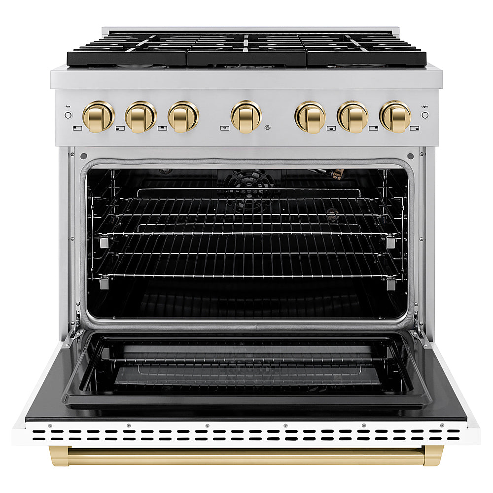 ZLINE 36 in. 5.2 cu. ft. Freestanding  Gas Range with Gas Oven in Stainless with Polished Gold Accent - Stainless Steel_7