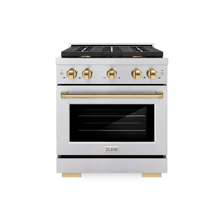 ZLINE 30 in. 4.2 cu. ft. Freestanding Gas Range with Gas Oven in Stainless Steel and Polished Gold Accents - Stainless Steel_0