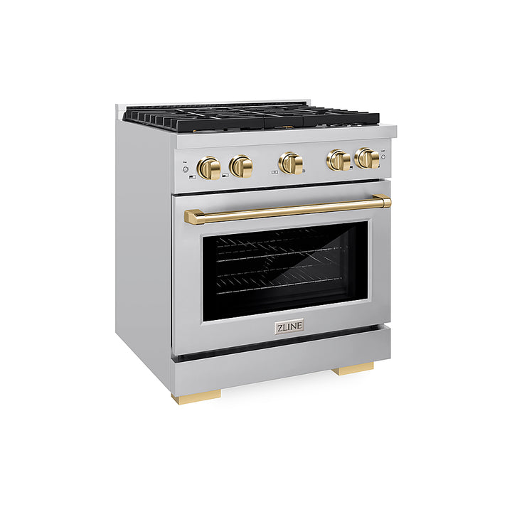 ZLINE 30 in. 4.2 cu. ft. Freestanding Gas Range with Gas Oven in Stainless Steel and Polished Gold Accents - Stainless Steel_10