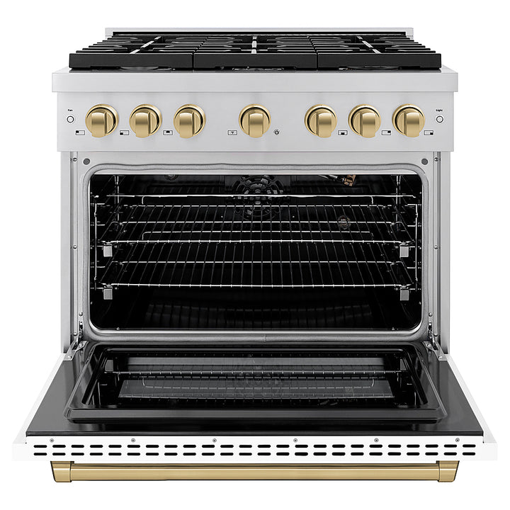 ZLINE 36 in. 5.2 cu. ft. Freestanding  Gas Range with Gas Oven in Stainless Steel with White Matte Door - Stainless Steel_6
