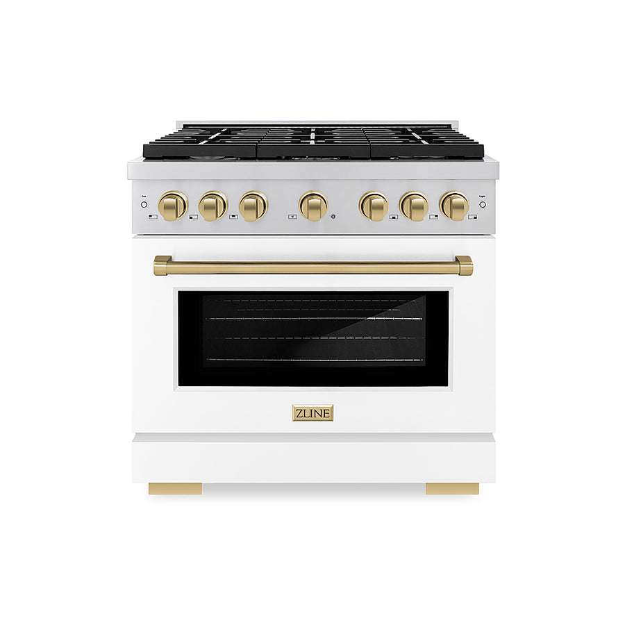 ZLINE 36 in. 5.2 cu. ft. Freestanding  Gas Range with Gas Oven in Stainless Steel with White Matte Door - Stainless Steel_0