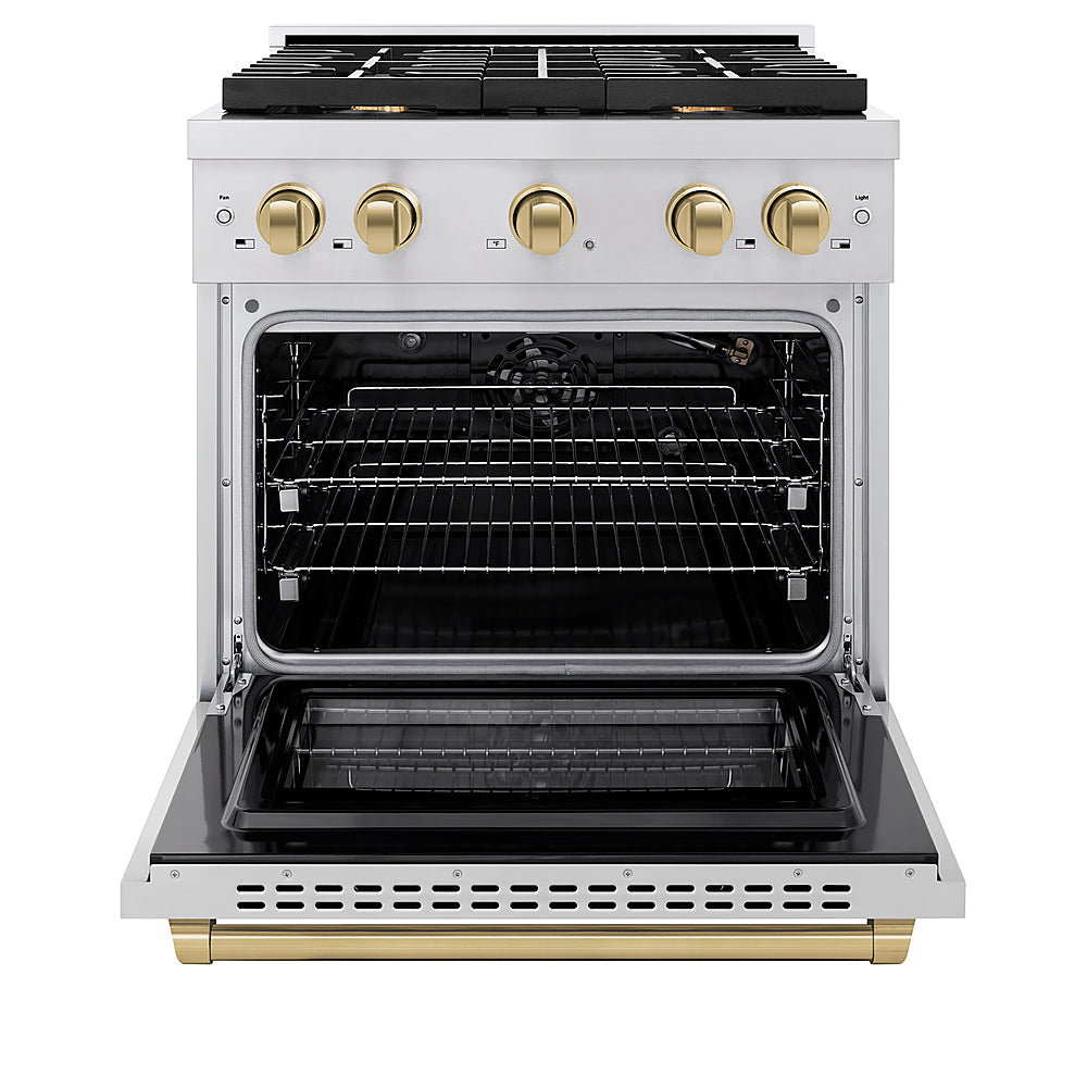 ZLINE 30 in. 4.2 cu. ft. Freestanding Gas Range with Gas Oven in Stainless Steel and Champagne Bronze Accents - Stainless Steel_9