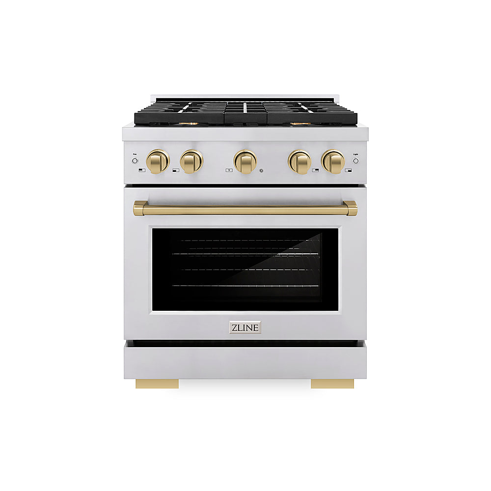ZLINE 30 in. 4.2 cu. ft. Freestanding Gas Range with Gas Oven in Stainless Steel and Champagne Bronze Accents - Stainless Steel_0