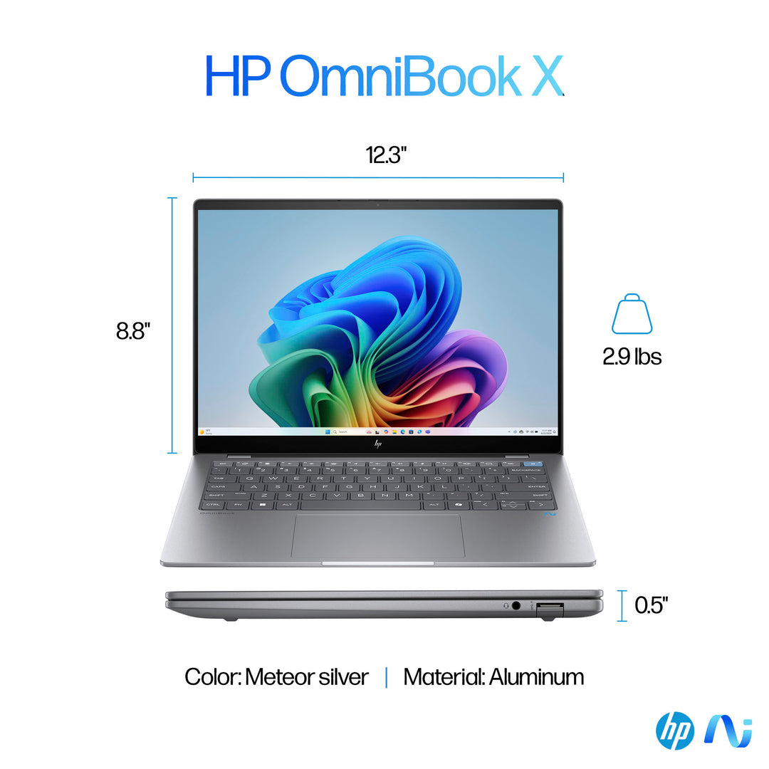 HP - OmniBook X - Copilot+ PC - 14" 2.2K Touch-Screen Laptop - Snapdragon X Elite - 16GB Memory - 1TB SDD - Meteor Silver_5