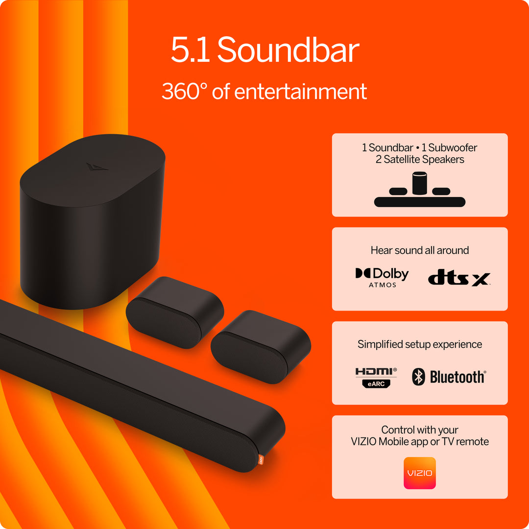 VIZIO 5.1 Soundbar, Wireless Subwoofer, Surround Sound w/ Dolby Atmos and DTS:X - Black_17