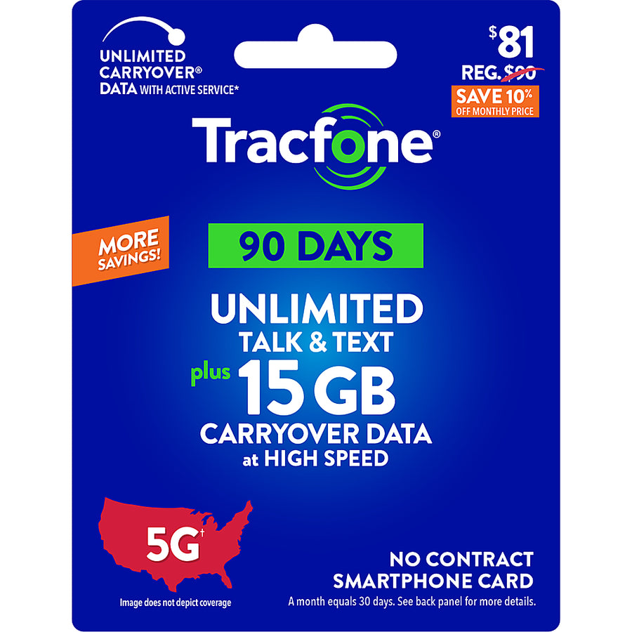 Tracfone - $81 Unlimited Talk & Text plus 15GB of Data 90-Day - Prepaid Plan [Digital]_0