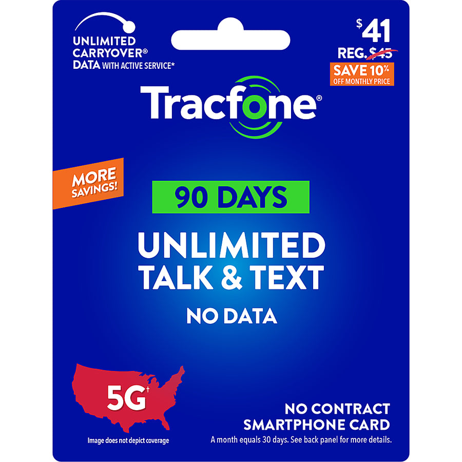 Tracfone - $41 Unlimited Talk & Text 90-Day - Prepaid Plan [Digital]_0