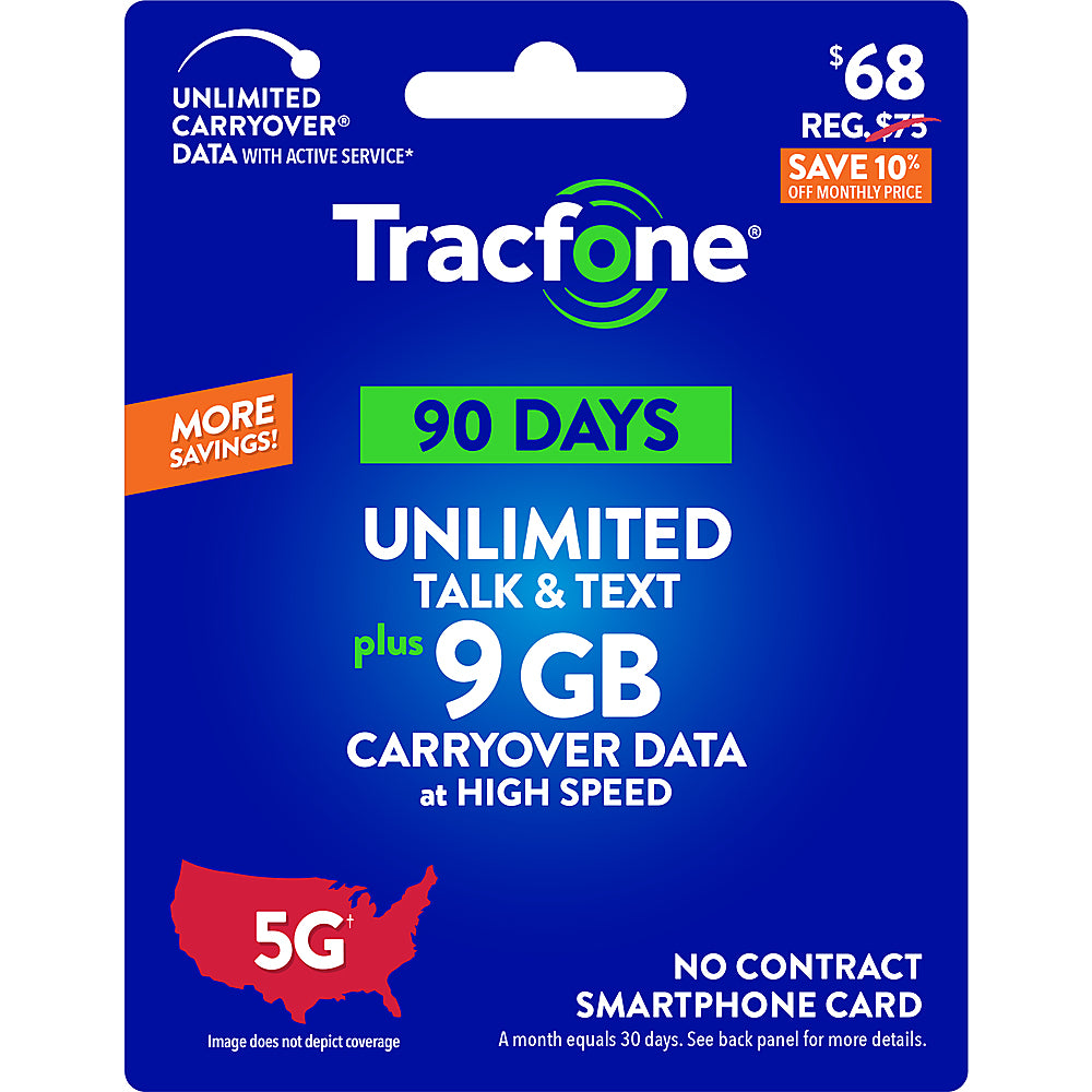 Tracfone - $68 Unlimited Talk & Text plus 9GB of Data 90-Day - Prepaid Plan [Digital]_0
