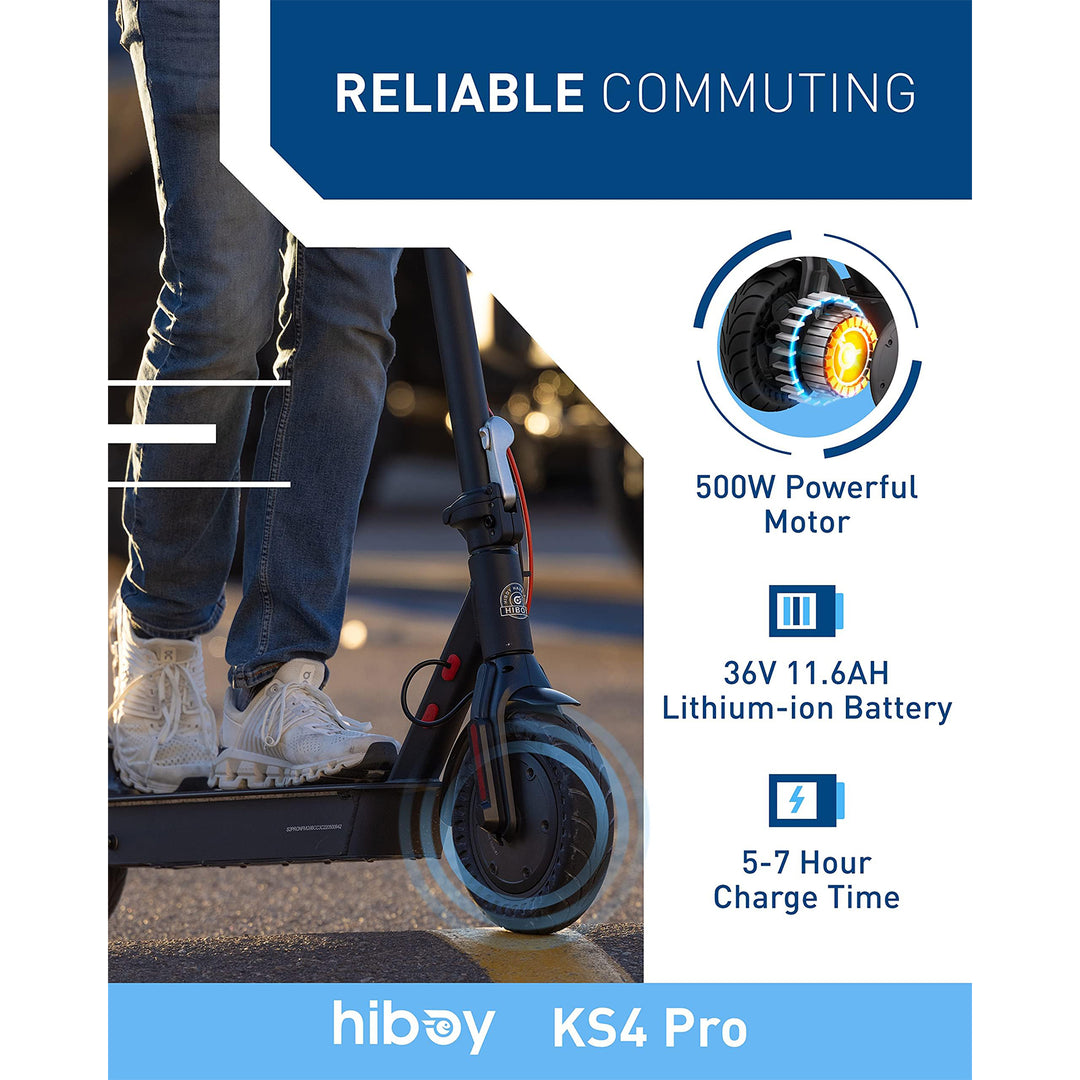 HiBoy - KS4 Pro Foldable Electric Scooter w/ 25 mi Max Operating Range & 19 mph Max Speed - Black_10