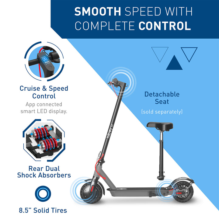 HiBoy - S2 Foldable Electric Scooter w/ 17 mi Max Operating Range & 19 mph Max Speed - Grey_5