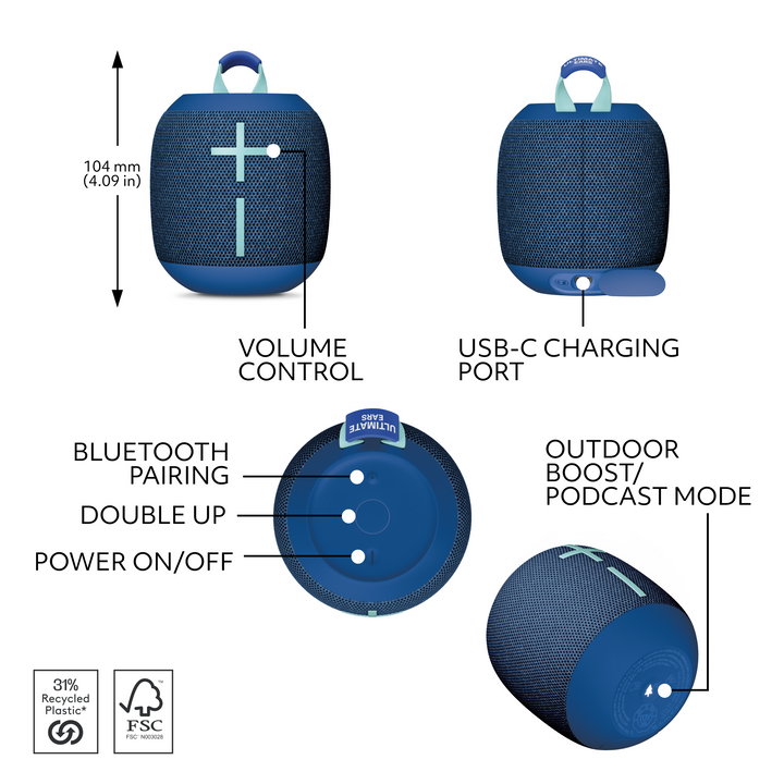 Ultimate Ears - WONDERBOOM 4 Portable Wireless Bluetooth Mini Speaker with Waterproof, Dustproof and Floatable design - Cobalt Blue_4