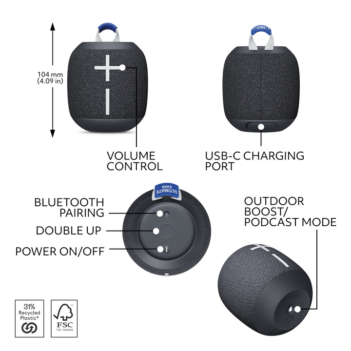 Ultimate Ears - WONDERBOOM 4 Portable Wireless Bluetooth Mini Speaker with Waterproof, Dustproof and Floatable design - Active Black_4