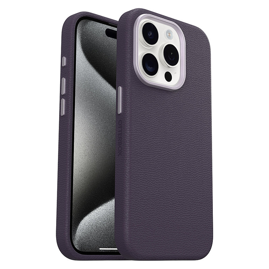OtterBox - Symmetry Cactus Leather MagSafe Case for Apple iPhone 15 Pro - Plum Luxe_0