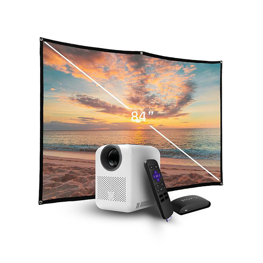 HP - CC180 720P Mini Portable Projector with Roku Express, 84" Screen Included - White_0