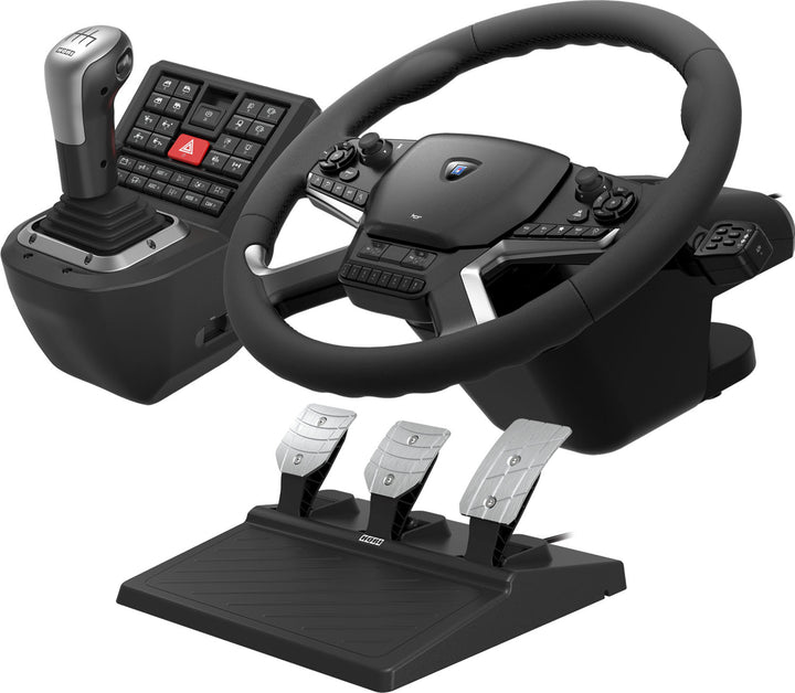 HORI Truck Control System for Windows 11/10 with Force Feedback Steering Wheel, Shifter Control Panel, & Pedals - Black_0