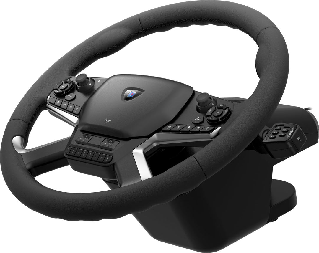 HORI Truck Control System for Windows 11/10 with Force Feedback Steering Wheel, Shifter Control Panel, & Pedals - Black_6