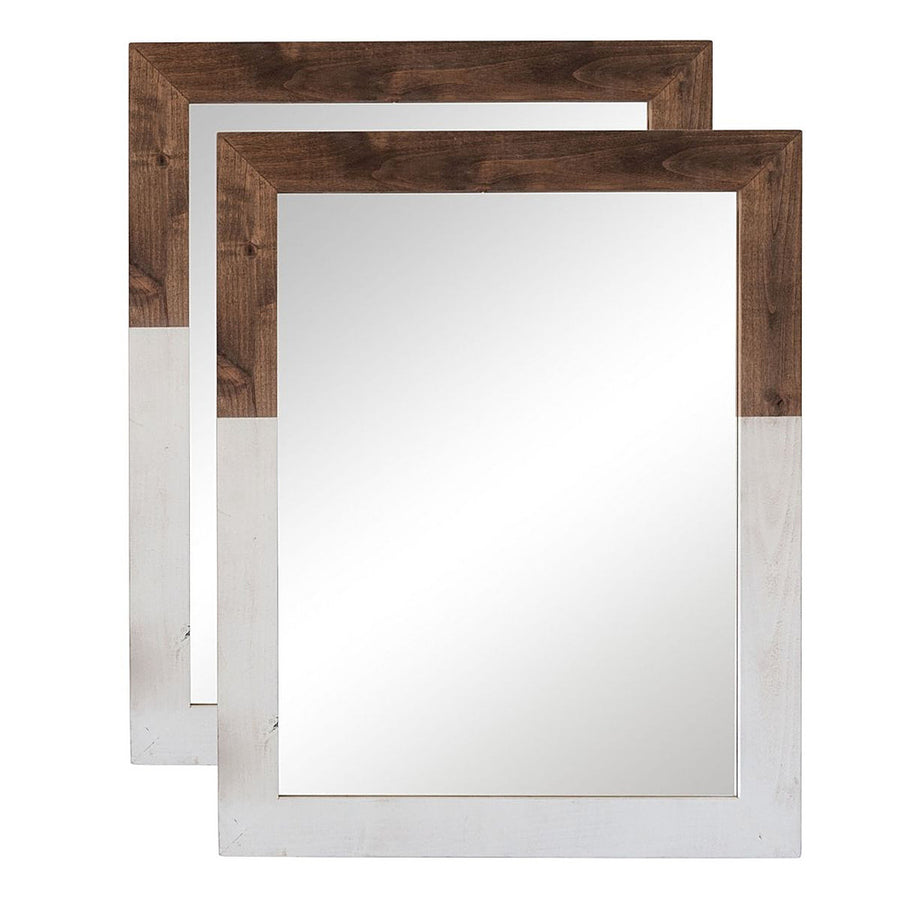 TRINITY - DRAKESTONE | 24x31 Two Toned Farmhouse Vanity Mirror | 2-Pack |White Wash and Walnut - White Wash and Walnut_0