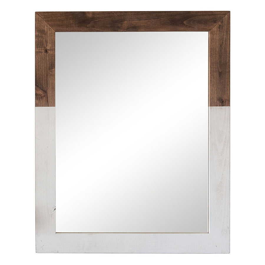 TRINITY - DRAKESTONE | 24x31 Two Toned Farmhouse Vanity Mirror | White Wash and Walnut - White Wash and Walnut_0