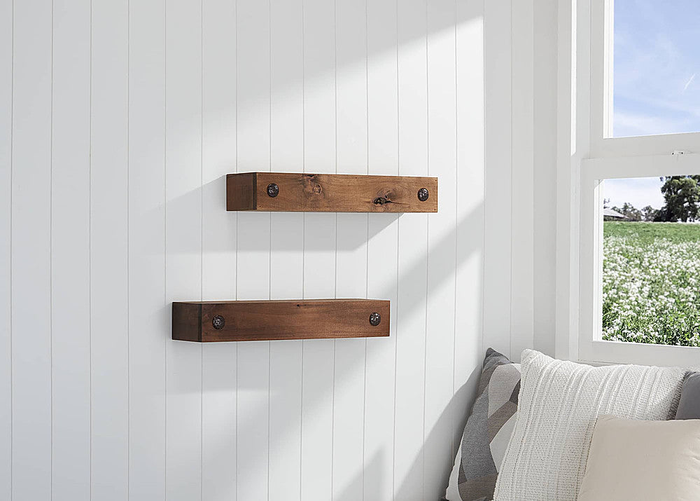 TRINITY - DRAKESTONE | Farmhouse Floating Shelf w/ Clavos | 2-Pack | - Walnut_1