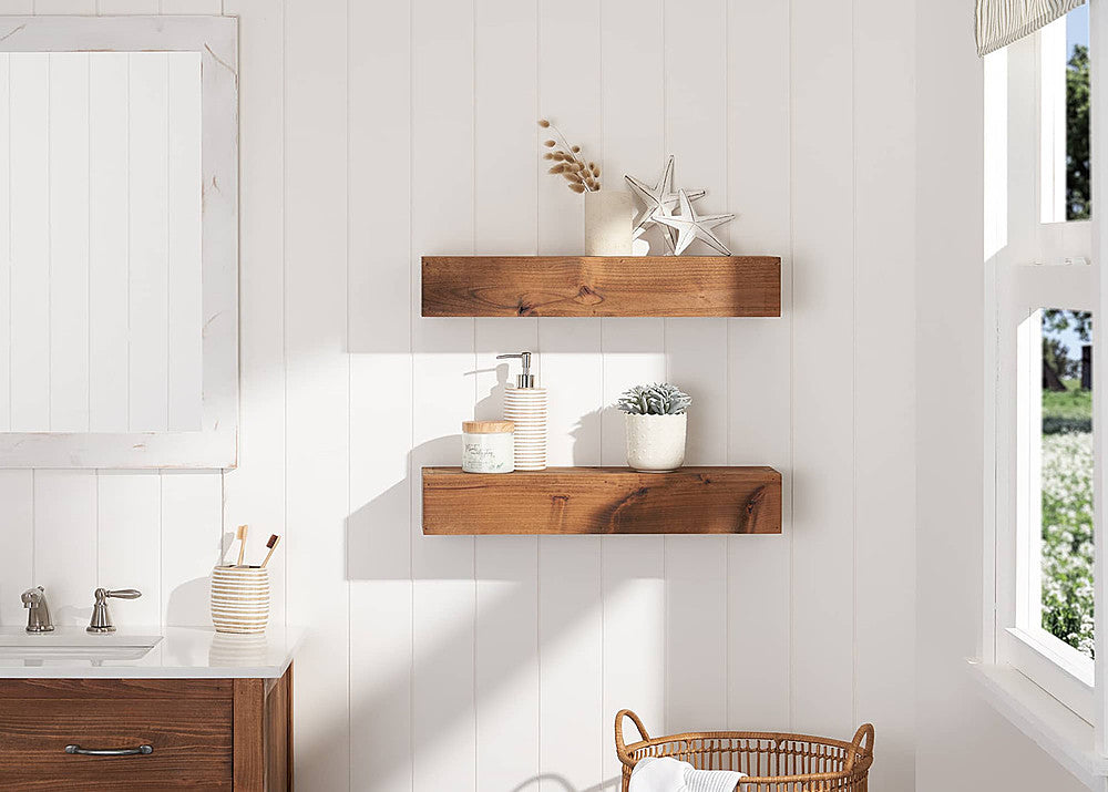 TRINITY - DRAKESTONE | Farmhouse Floating Shelf | 2-Pack | - Walnut_1