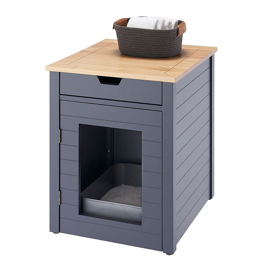 TRINITY 20" Dark Gray Litter Box Enclosure End Table w/ Drawer - Dark Gray_0