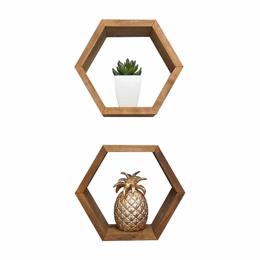 TRINITY - DRAKESTONE | Hexagon Shelves | 2-Pack | - Walnut_0