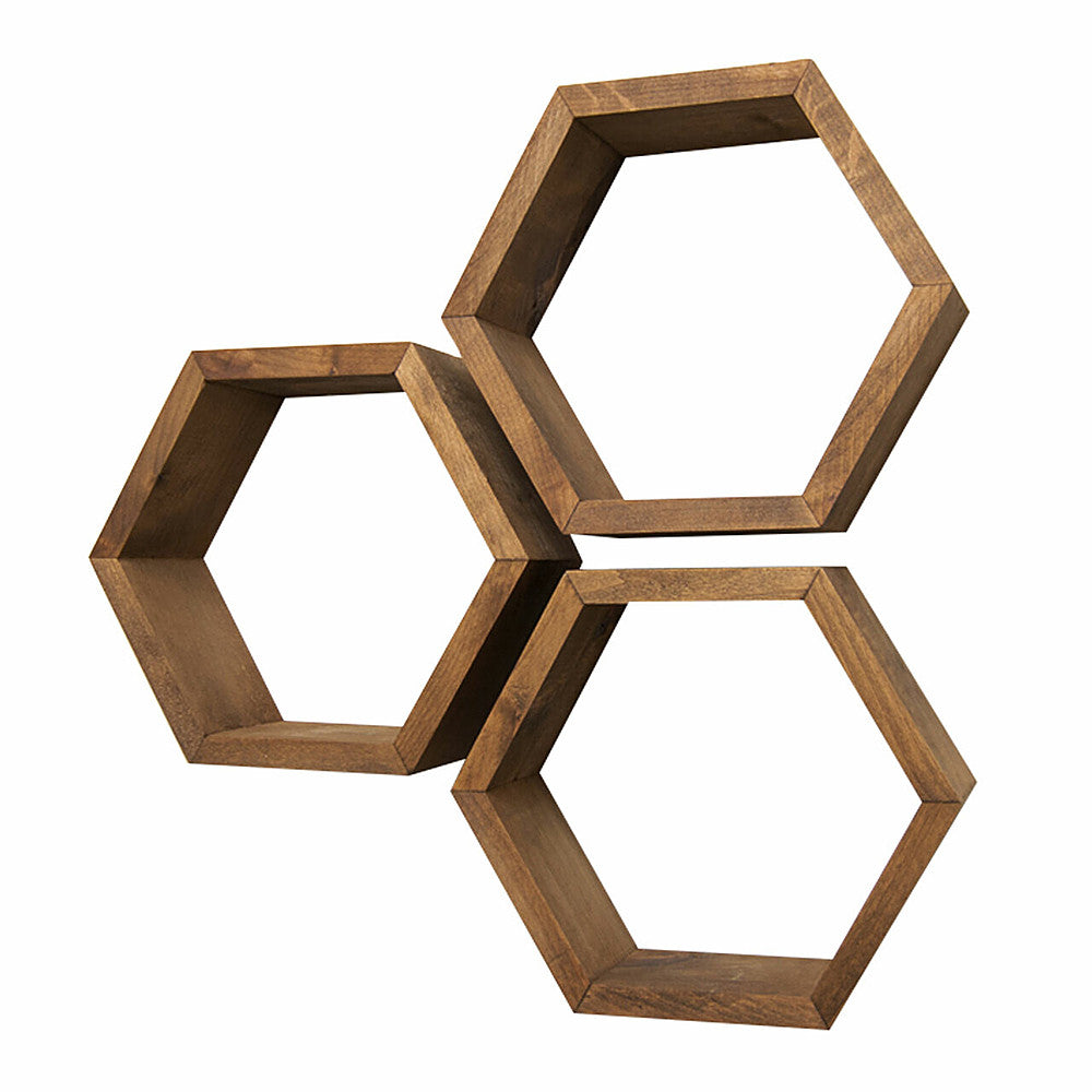 TRINITY - DRAKESTONE | Hexagon Shelves | 3-Pack | - Walnut_1