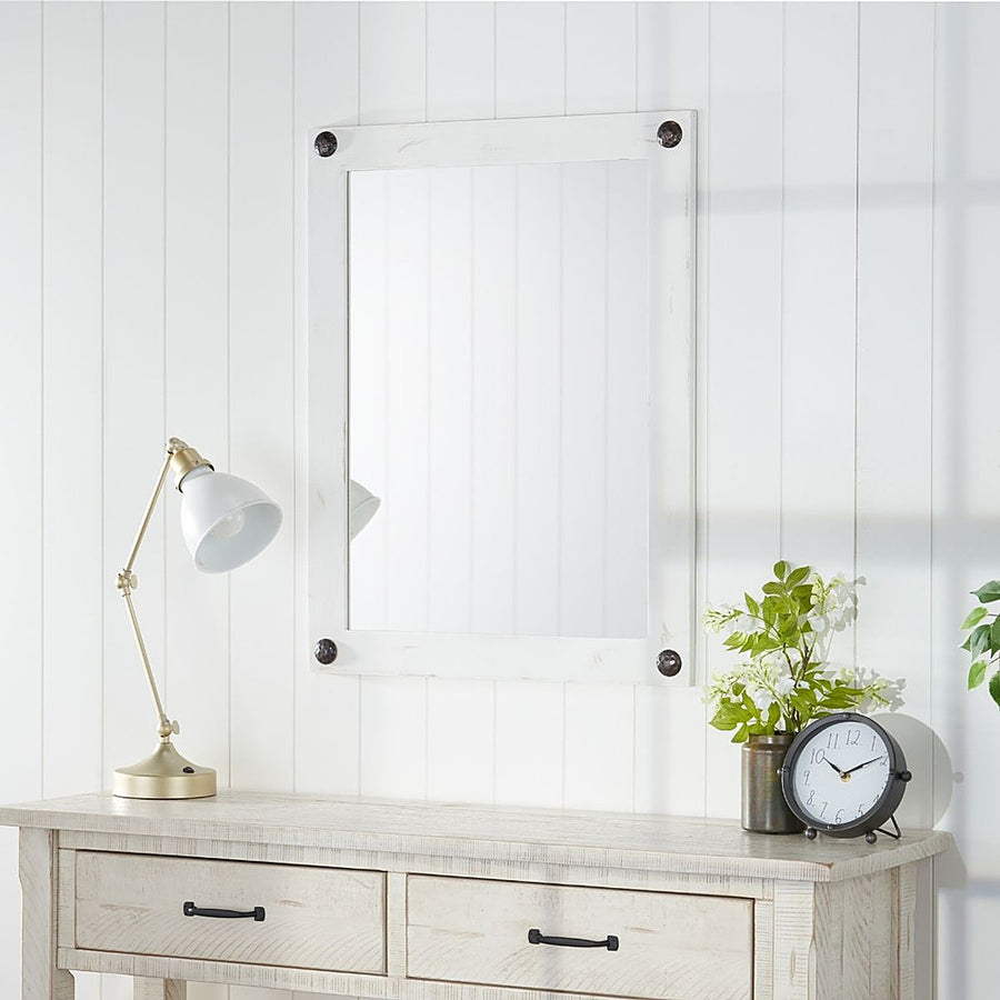 TRINITY - DRAKESTONE | 24x31 Farmhouse Vanity Mirror w/ Clavos | White Wash - White Wash_0