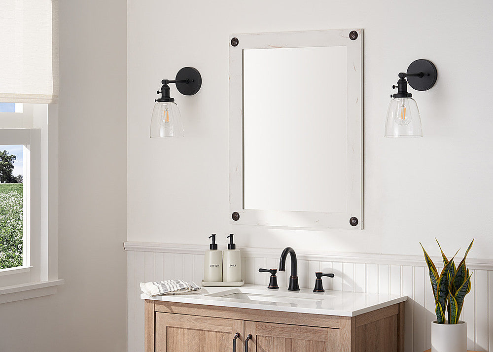 TRINITY - DRAKESTONE | 24x31 Farmhouse Vanity Mirror w/ Clavos | White Wash - White Wash_1