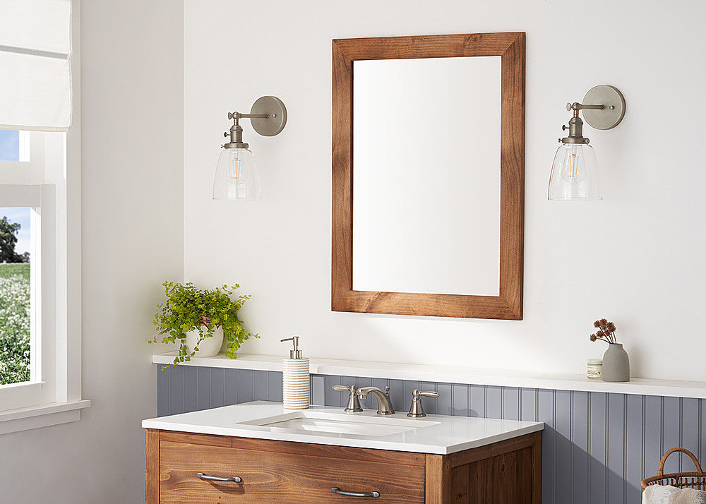 TRINITY - DRAKESTONE | 24x31 Farmhouse Vanity Mirror | Walnut - Walnut_1