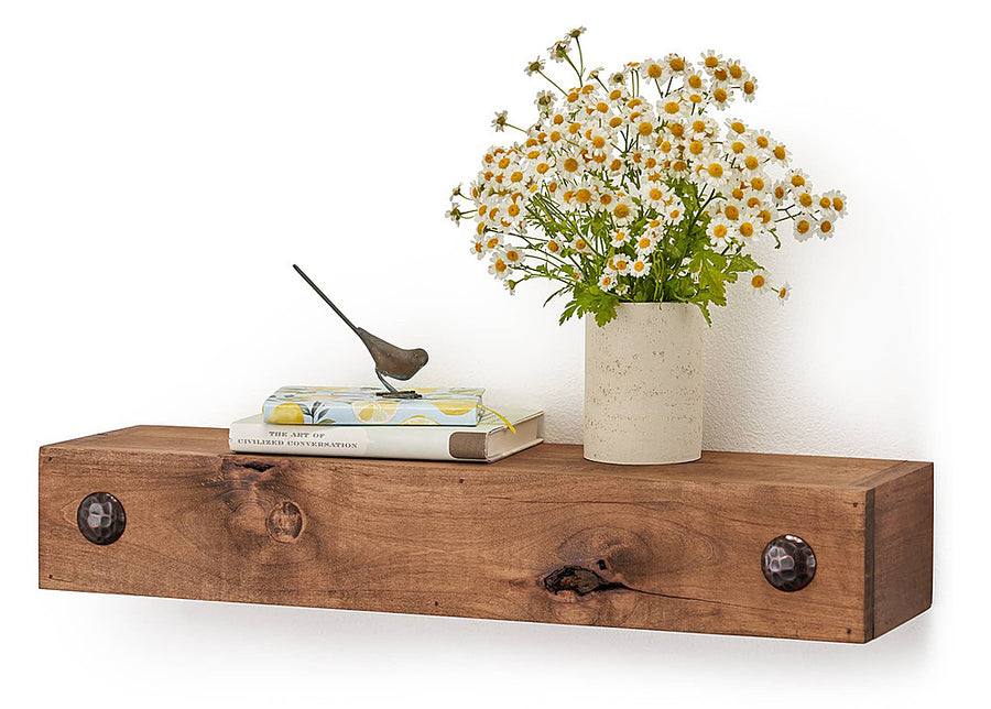 TRINITY - DRAKESTONE | Farmhouse Floating Shelf w/ Clavos | - Walnut_0