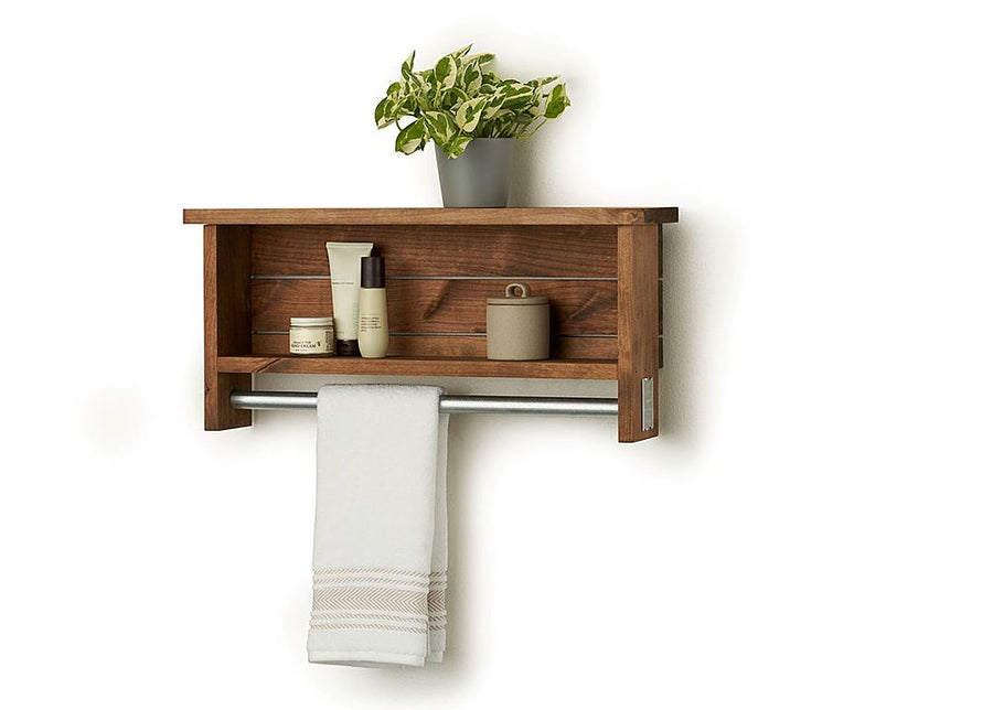 TRINITY - DRAKESTONE | Towel Bar w/ Shelves | - Walnut_0