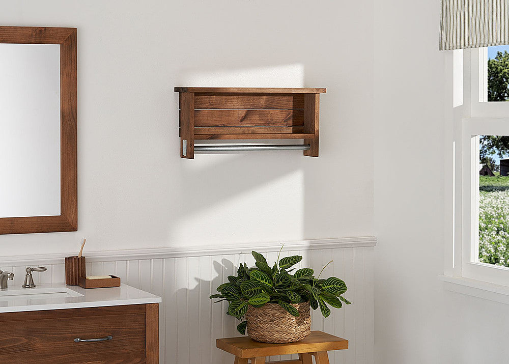 TRINITY - DRAKESTONE | Towel Bar w/ Shelves | - Walnut_1