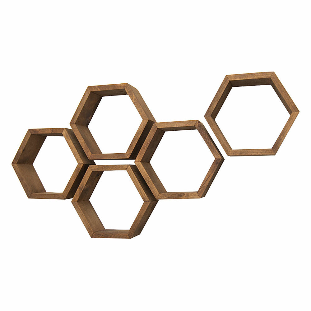 TRINITY - DRAKESTONE | Hexagon Shelves | 5-Pack | - Walnut_1