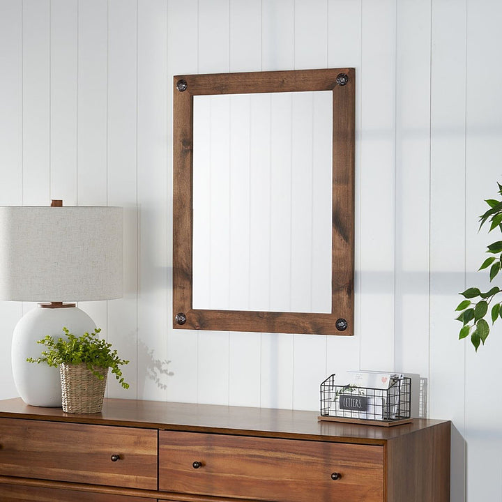 TRINITY - DRAKESTONE | 24x31 Farmhouse Vanity Mirror w/ Clavos | Walnut - Walnut_0