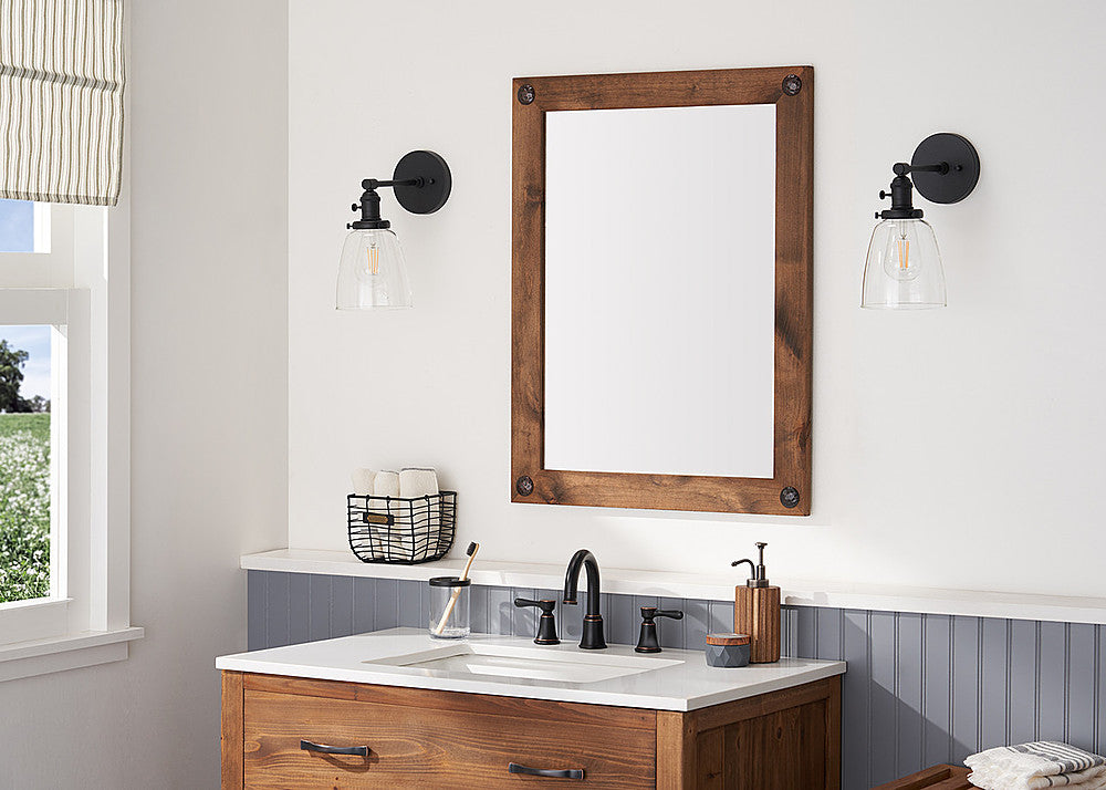 TRINITY - DRAKESTONE | 24x31 Farmhouse Vanity Mirror w/ Clavos | Walnut - Walnut_1