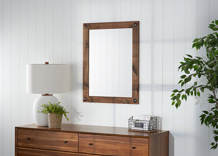 TRINITY - DRAKESTONE | 24x31 Farmhouse Vanity Mirror w/ Clavos | Walnut - Walnut_4