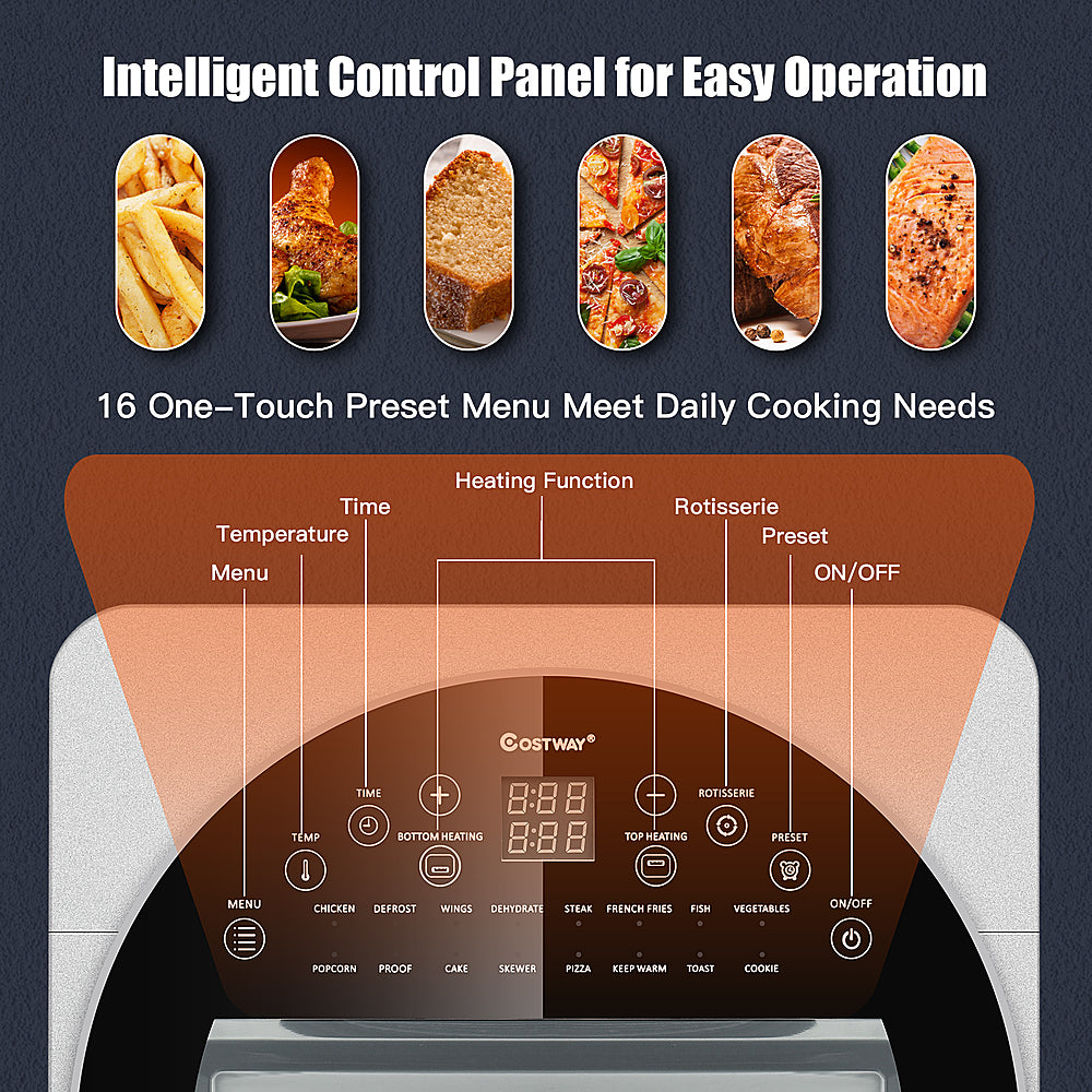 Costway - 16-in-1 Air Fryer Oven 15.5 QT Toaster Oven Dehydrator Rotisserie w/ Accessories - Silver_5