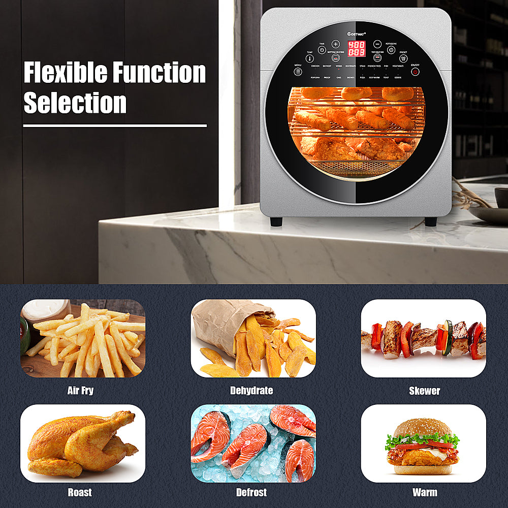 Costway - 16-in-1 Air Fryer Oven 15.5 QT Toaster Oven Dehydrator Rotisserie w/ Accessories - Silver_6