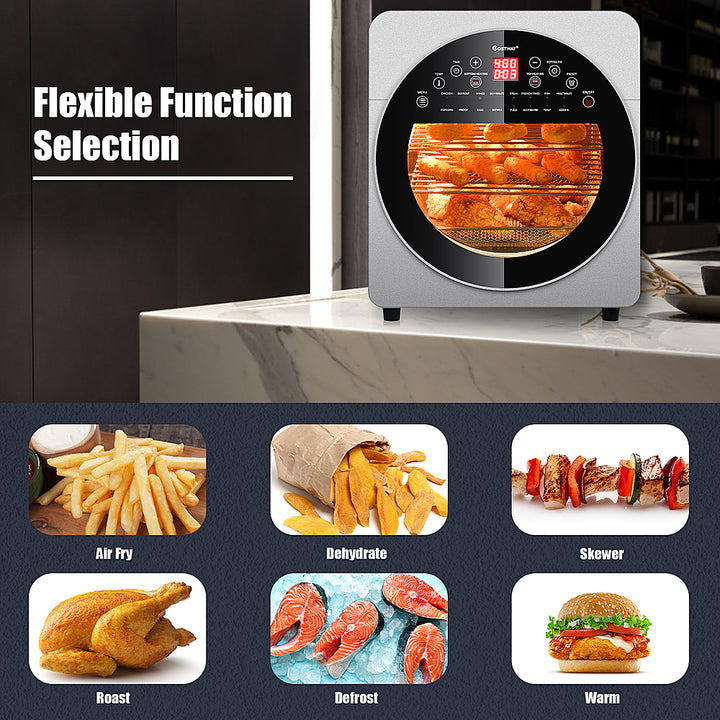 Costway - 16-in-1 Air Fryer Oven 15.5 QT Toaster Oven Dehydrator Rotisserie w/ Accessories - Silver_6