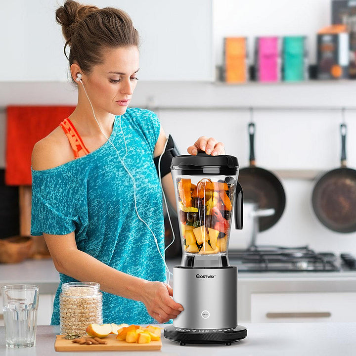 Costway - 1500W Countertop Blender Smoothie Maker High Power Blender w/ 10 Speeds - Black/Silver_4