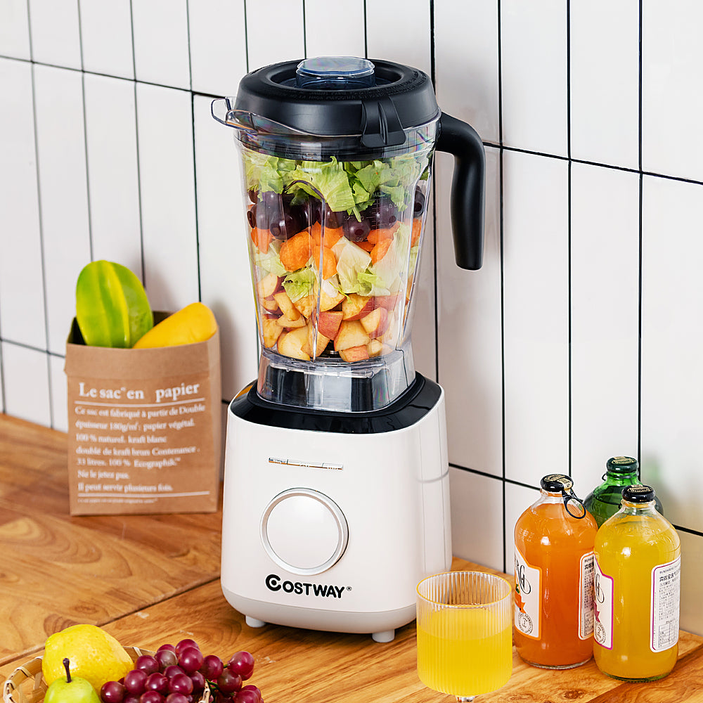 Costway - 1500W Countertop Smoothies Blender 10 Speed w/ 6 Pre-Setting Programs - White_3